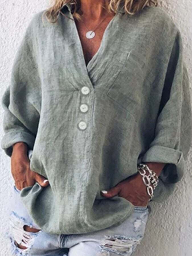 Cotton Linen Lapel Loose Shirt