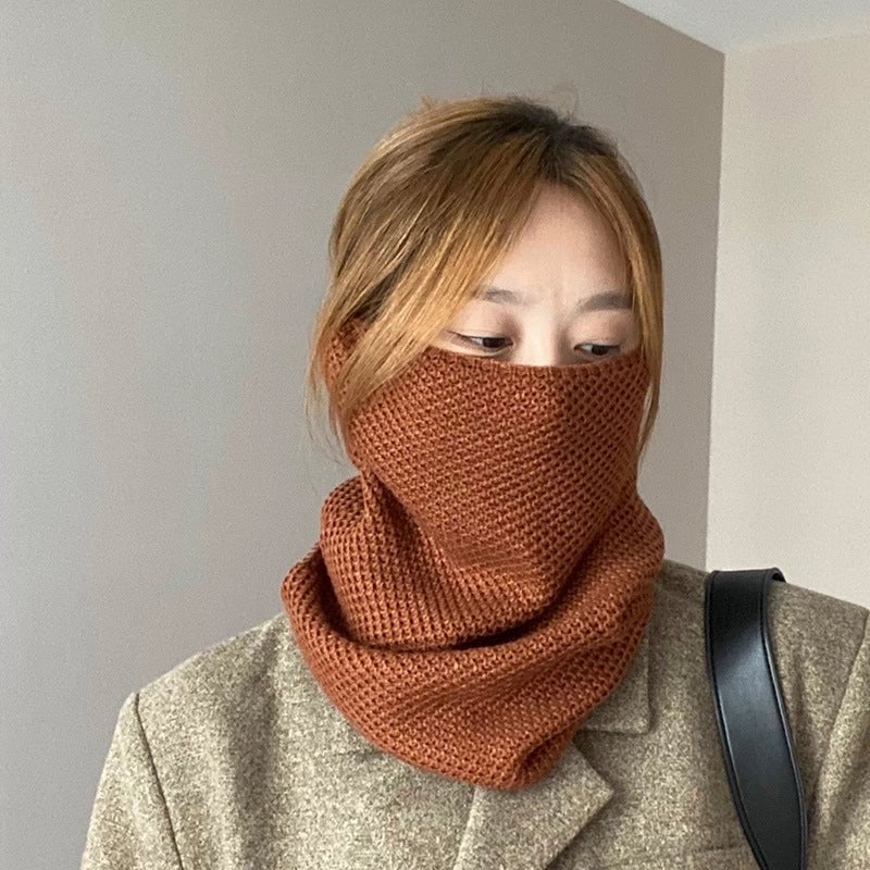 Unisex Minimalist Solid Color Polyester Crochet Lace Scarf Mask