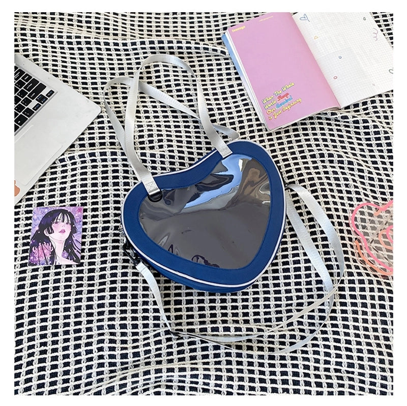 Women's Medium Oxford Cloth Color Block Classic Style Heart-shaped Zipper Shoulder Bag