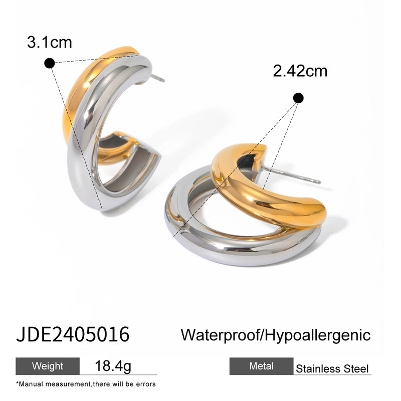 1 Pair Minimalist Classic Style Geometric Mixed Color 304 Stainless Steel Ear Studs