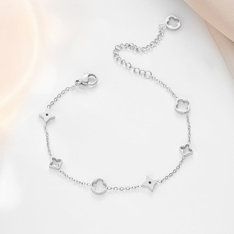 IG Style Women Letter Text Number Titanium Steel 18K Gold Plated Bracelets