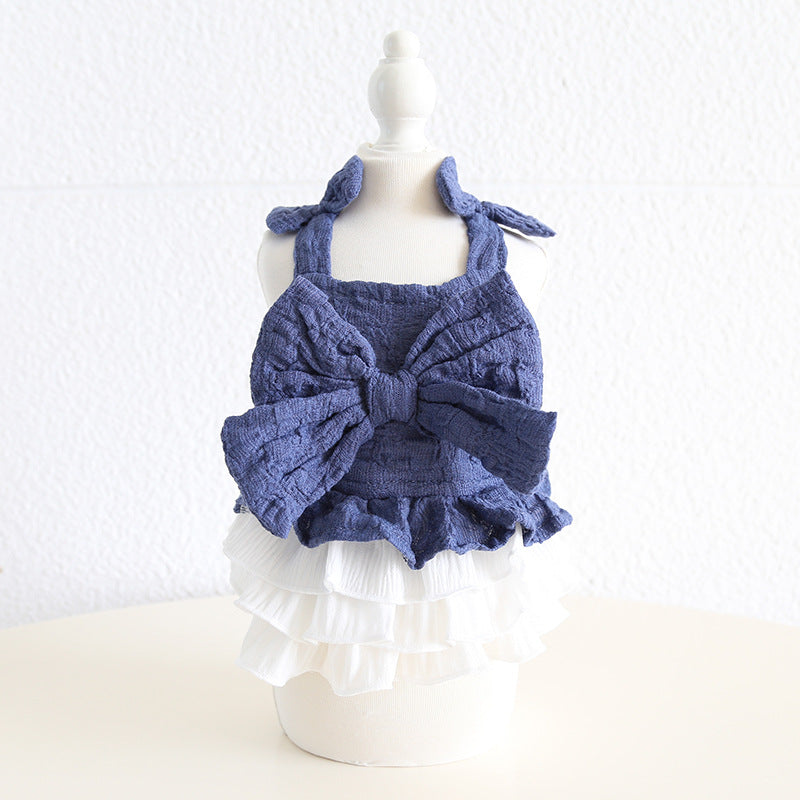 Sweet Big Bow Dog Cat Chiffon Dress