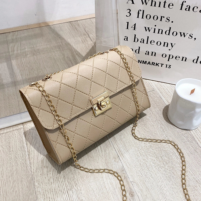 New Style Rhombus Plaid Shoulder Chain Small Square Bag