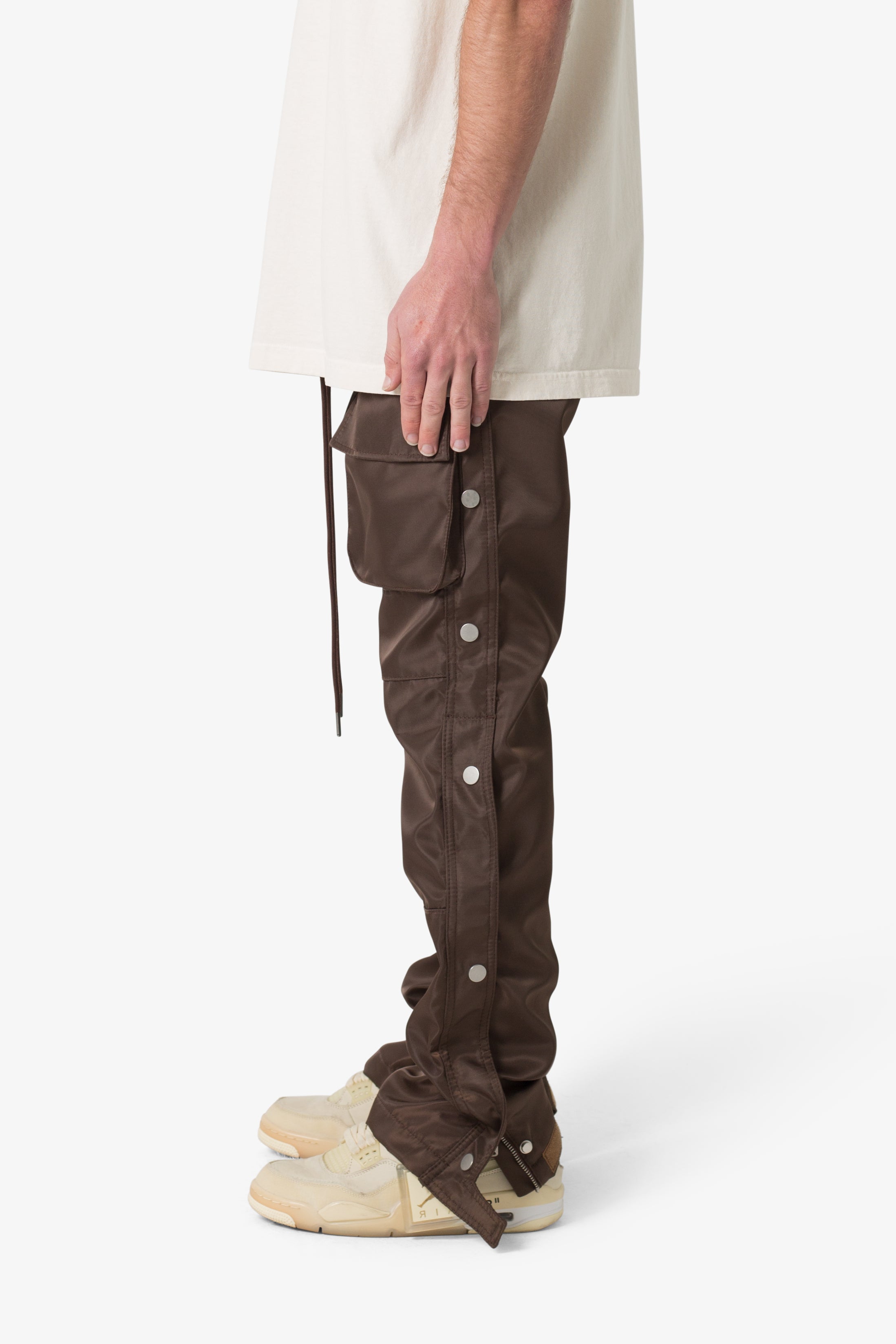 Snap Front Cargo Pants - Brown