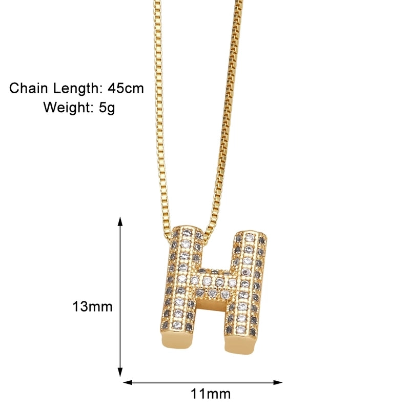 Copper 18K Gold Plated Modern Style Minimalist Plating Inlay Letter Zircon Pendant Necklace