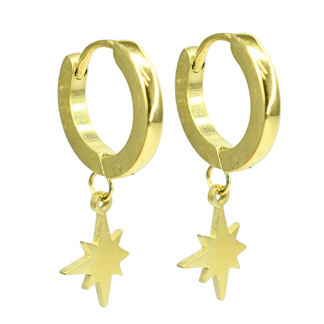 Hanging star hoops - Gold