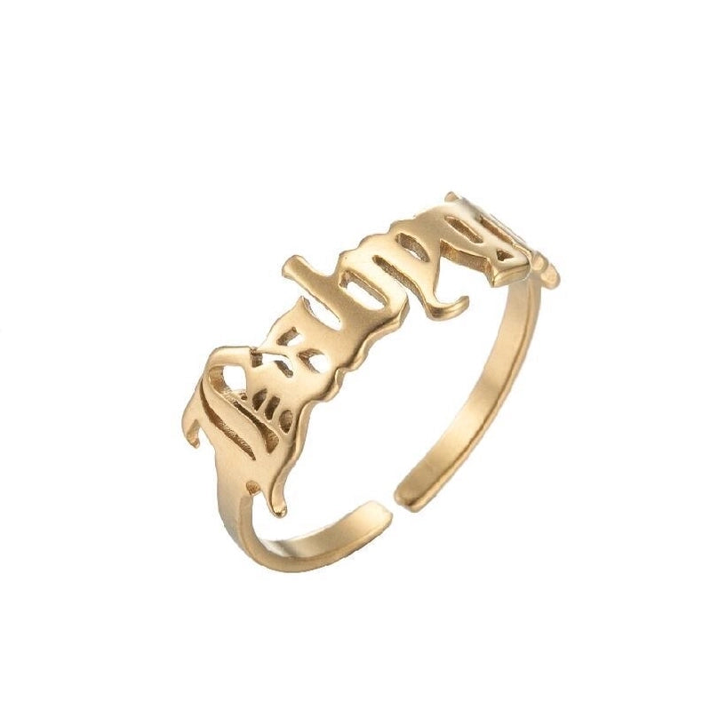 Fashion Letter 201 Stainless Steel 18K Gold Plated Hollow Out Rings