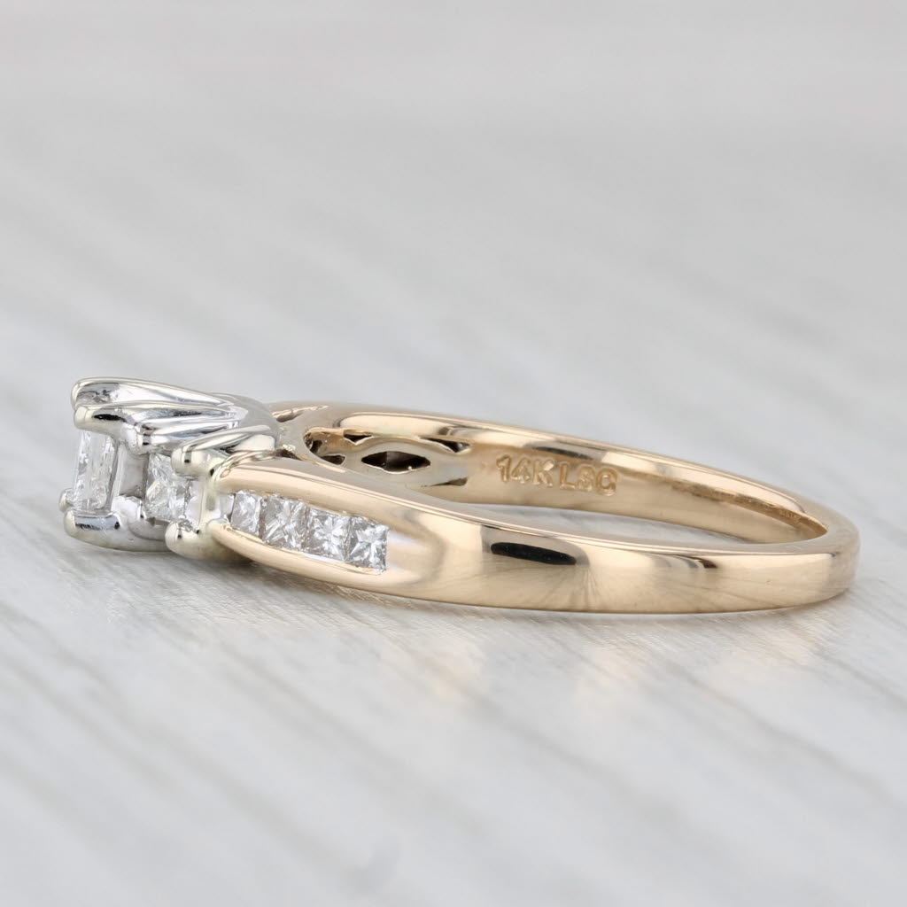 0.61ctw Princess Diamond Engagement Ring 14k Yellow White Gold Size 7