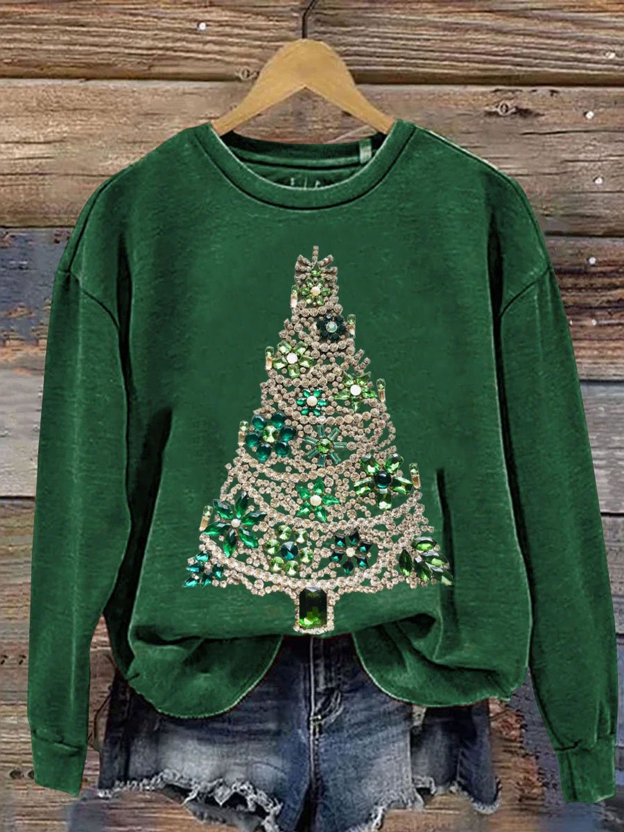 Women's Christmas Tree Art Printed Sweatshirt