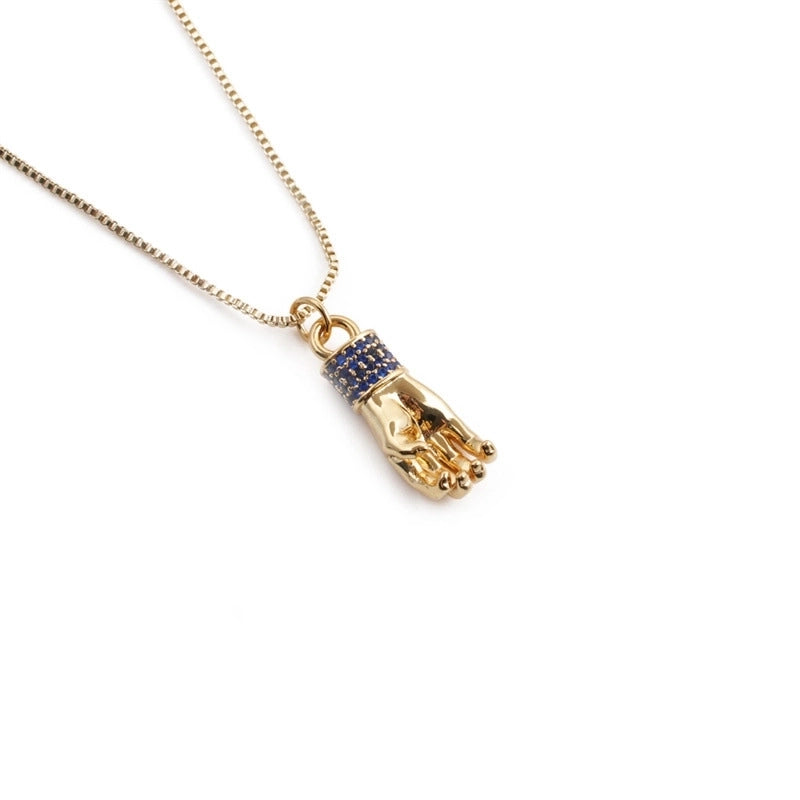Retro Copper Gold  Plated Palm Necklace