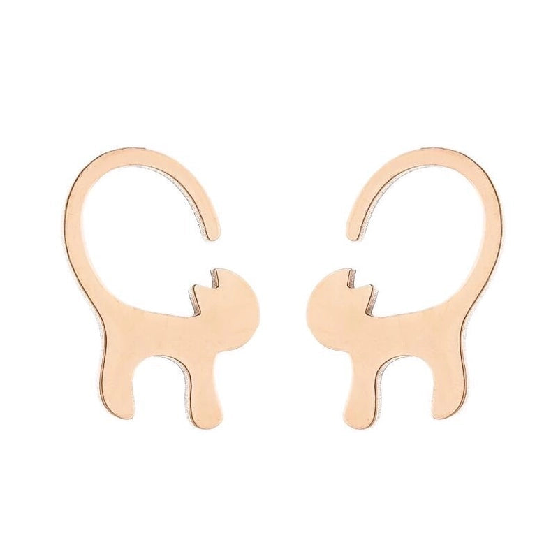 Minimalist Animal Stainless Steel Plating Hollow Out Ear Studs 1 Pair