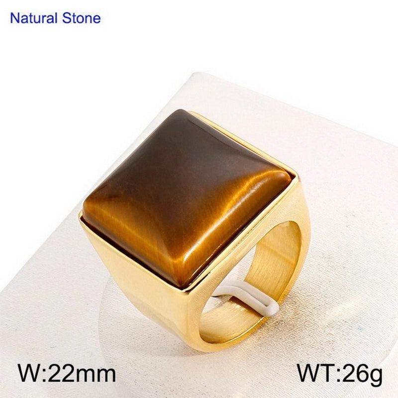 Vintage Style Geometric Square Stainless Steel 18K Gold Plated Plating Rings