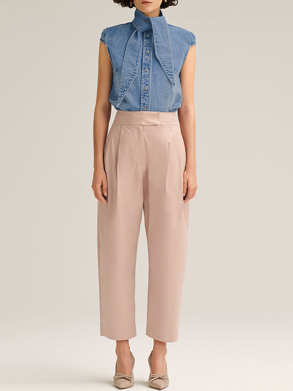 Loose Short Sleeves Split-Joint Round-Neck Blouses&Shirts Tops