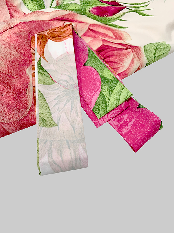 Flared Sleeves Long Sleeves Elasticity Flower Print Split-Joint Tied Waist Collarless Outerwear