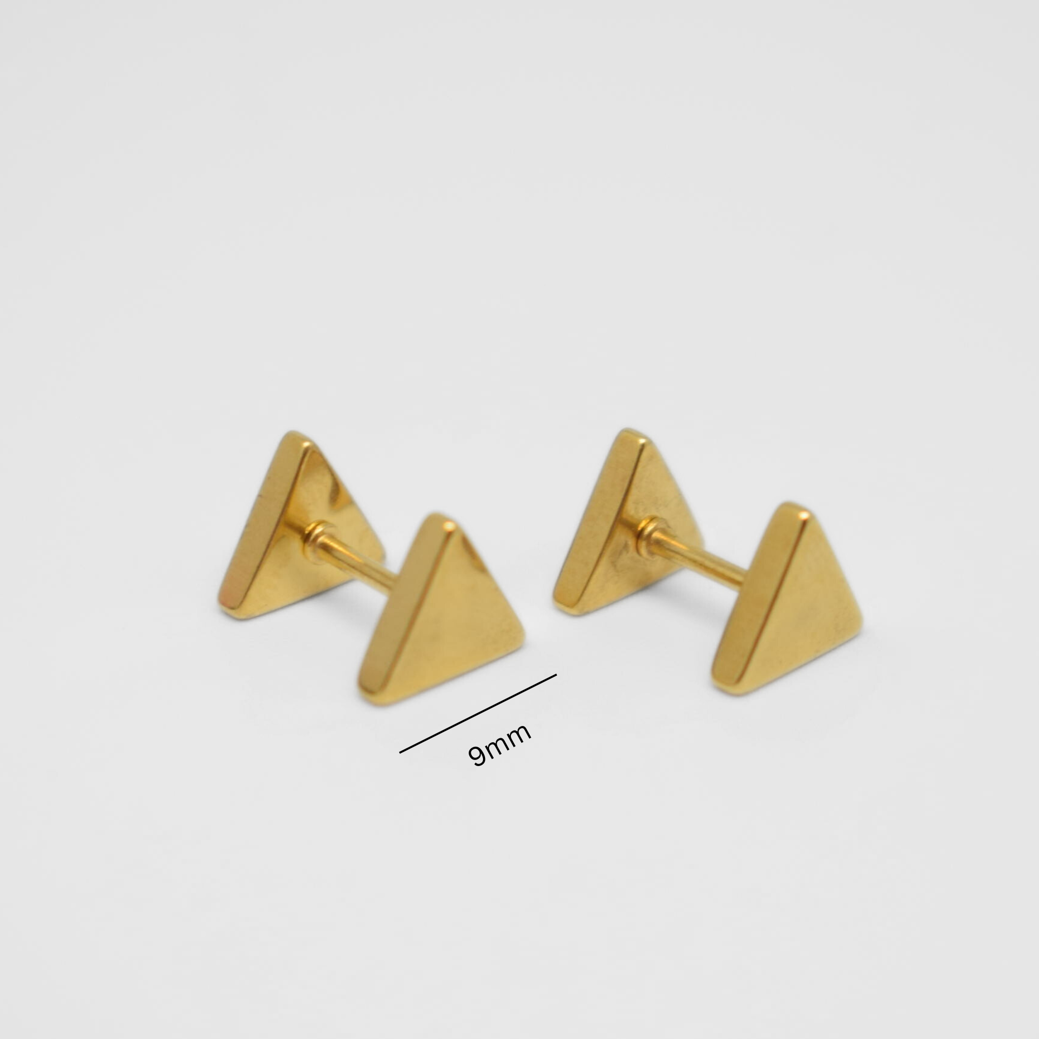 8mm Double triangle studs - Gold