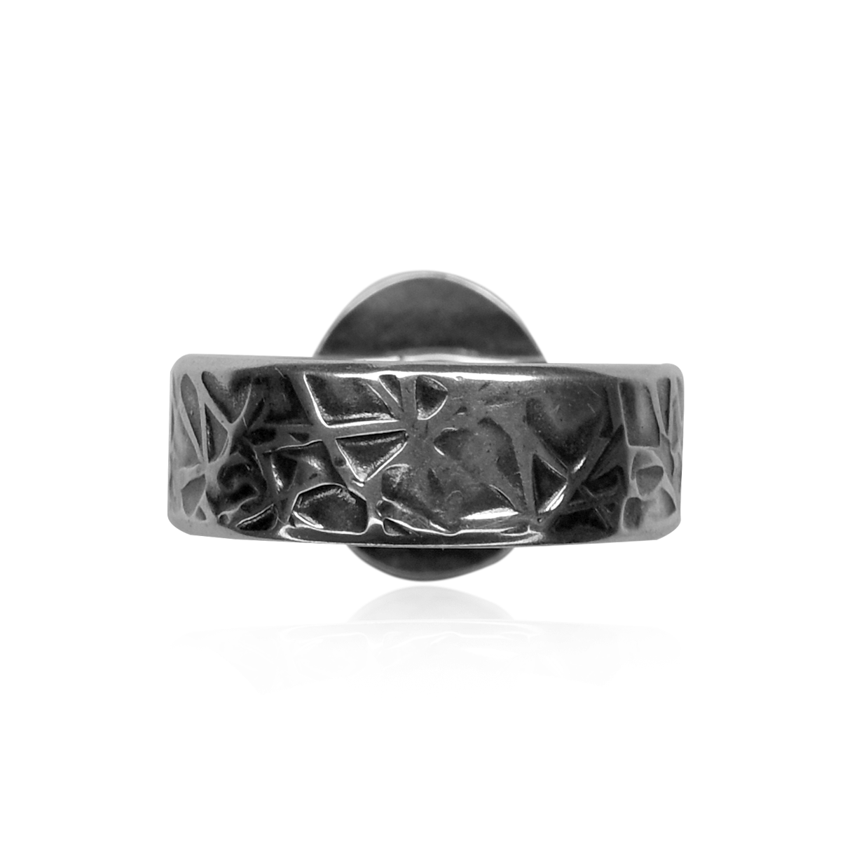 Kingman  Oval Ring with Hand-Stamped Band