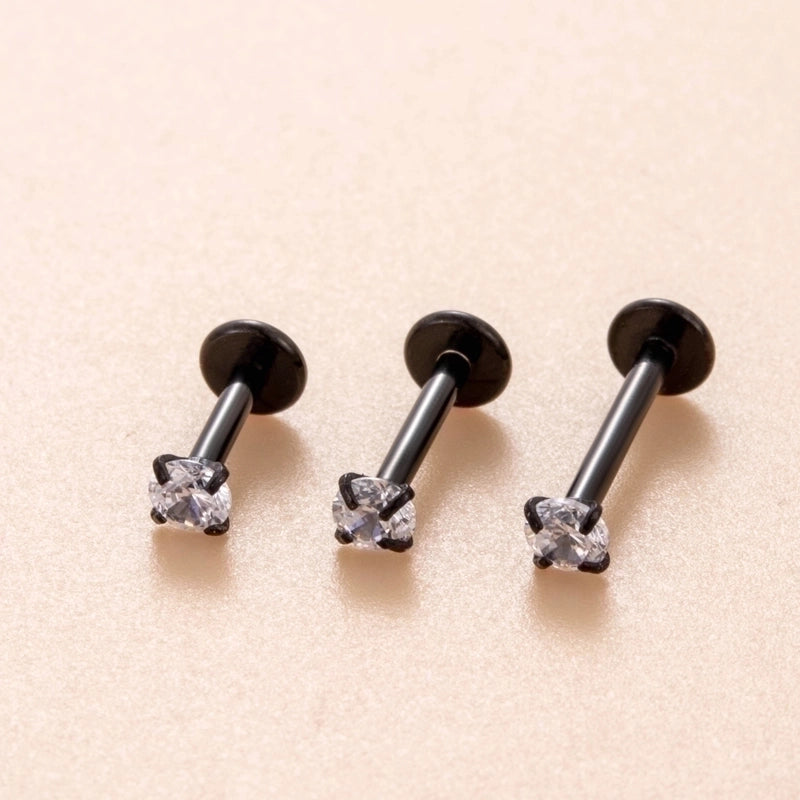 1 Piece Ear Cartilage Rings & Studs Minimalist Round 316L Stainless Steel  Plating Inlay Zircon