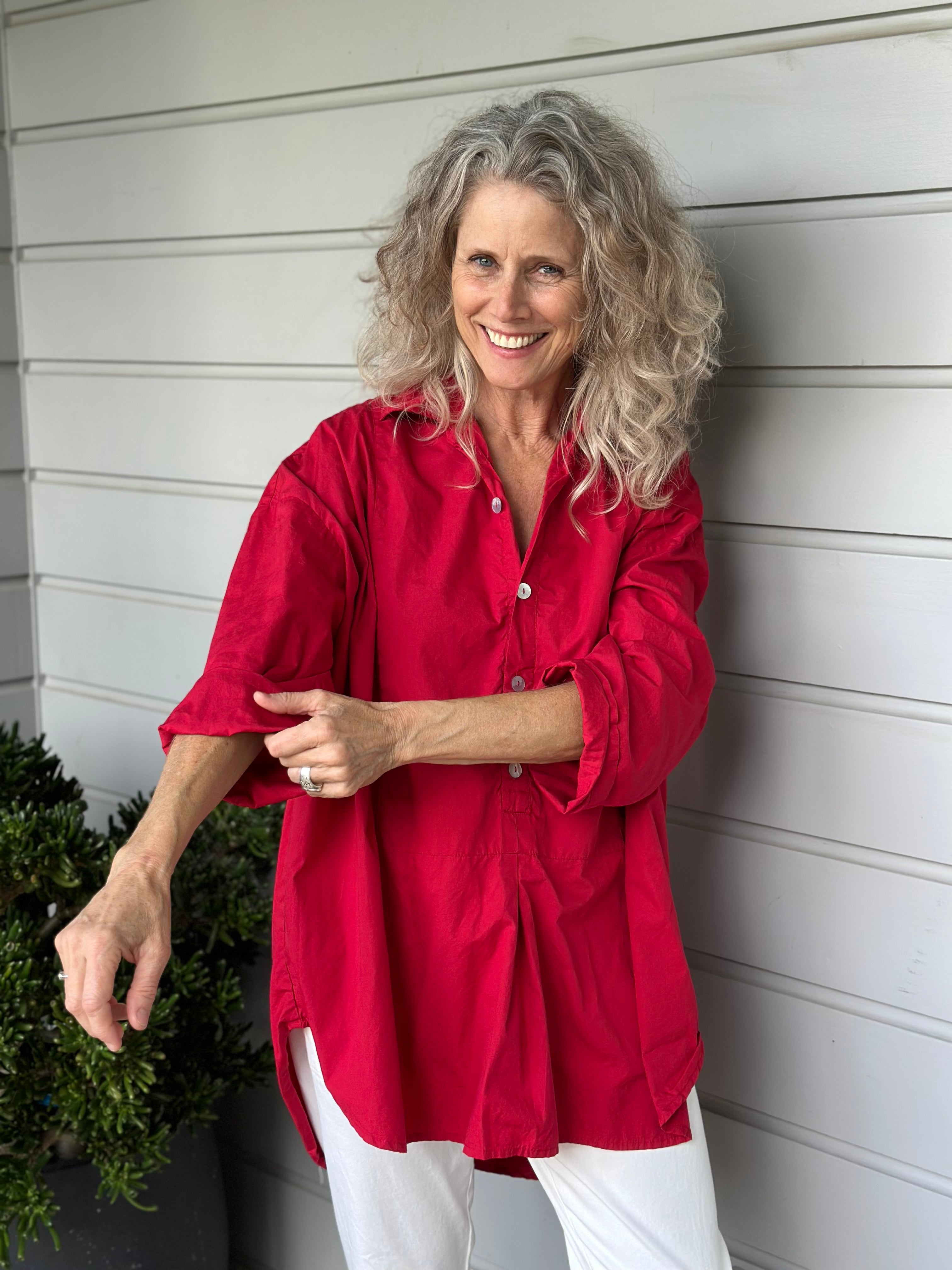 megan shirt - red cotton