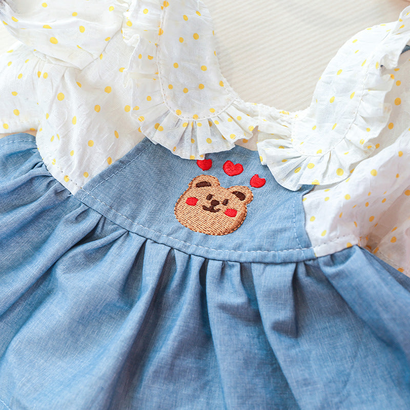 Polka Dot Bear Printed Puppy Dress