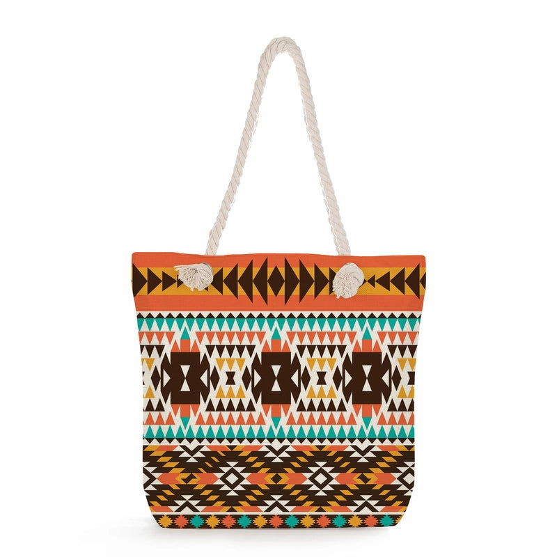 Geometric Printing Tote Bag Student Book Storage Shoulder Bag Large Capacity Handbag