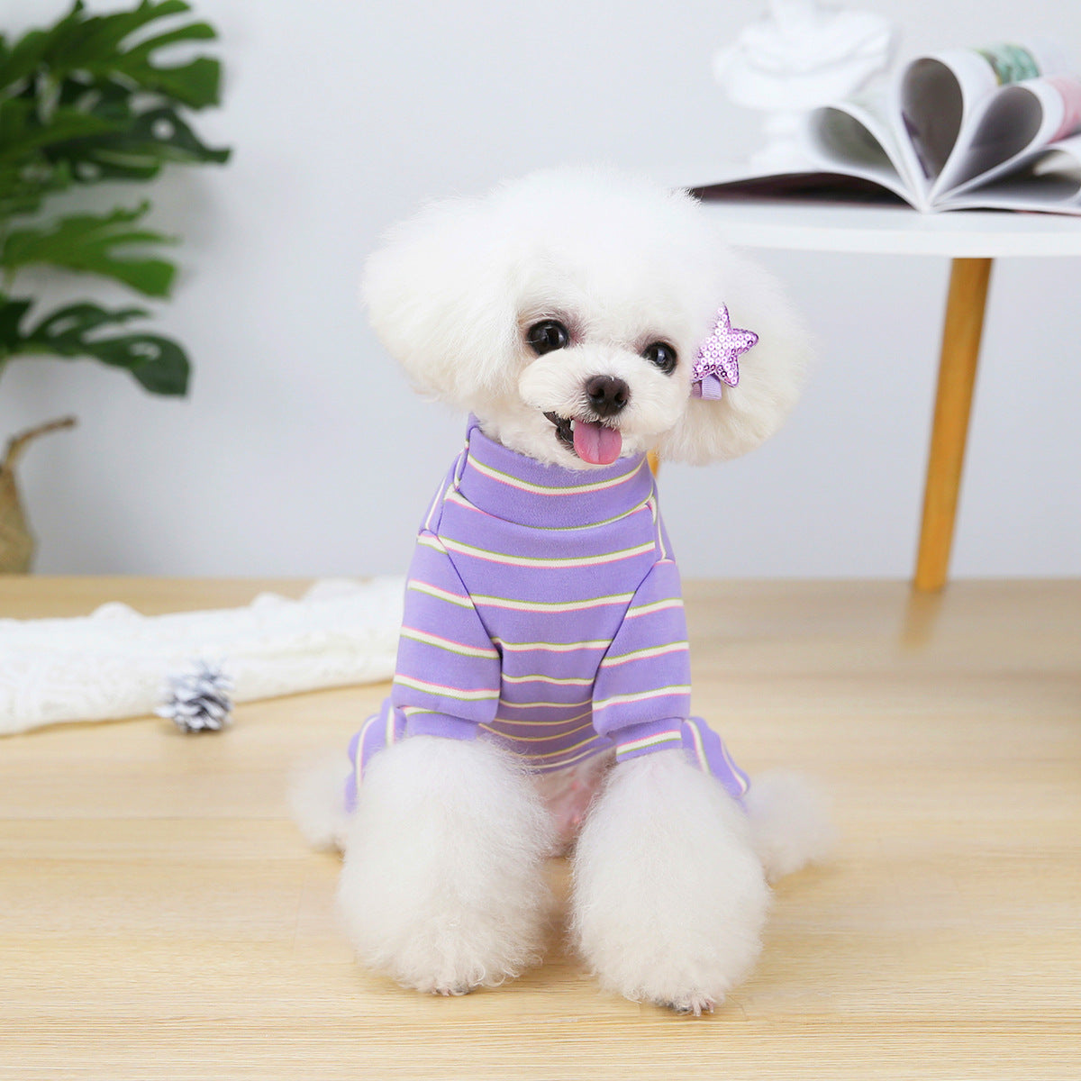 Casual Striped Heart Dog Jumpsuits Pajama