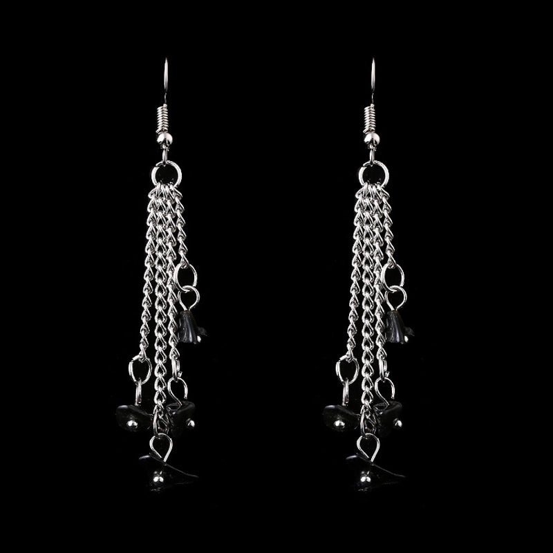 1 Pair Minimalist Irregular Patchwork Natural Stone Metal Drop Earrings