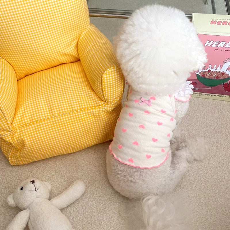 Little Heart Lace Sleeves Dog Cat Vest