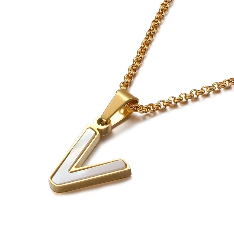 Simple Shell English Letter Titanium Steel Necklace