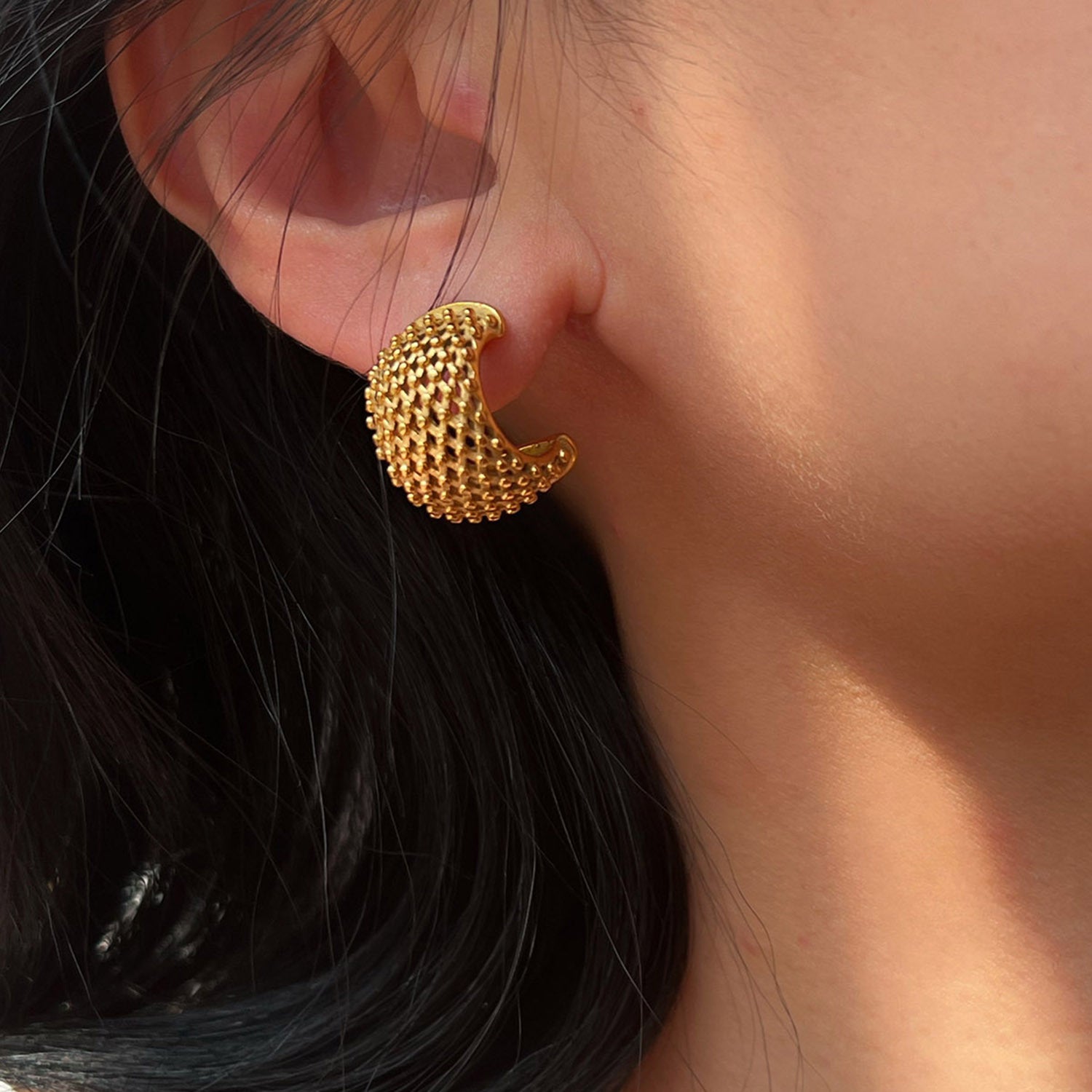 Geometric Stainless Steel 18K Gold Plated Earrings
