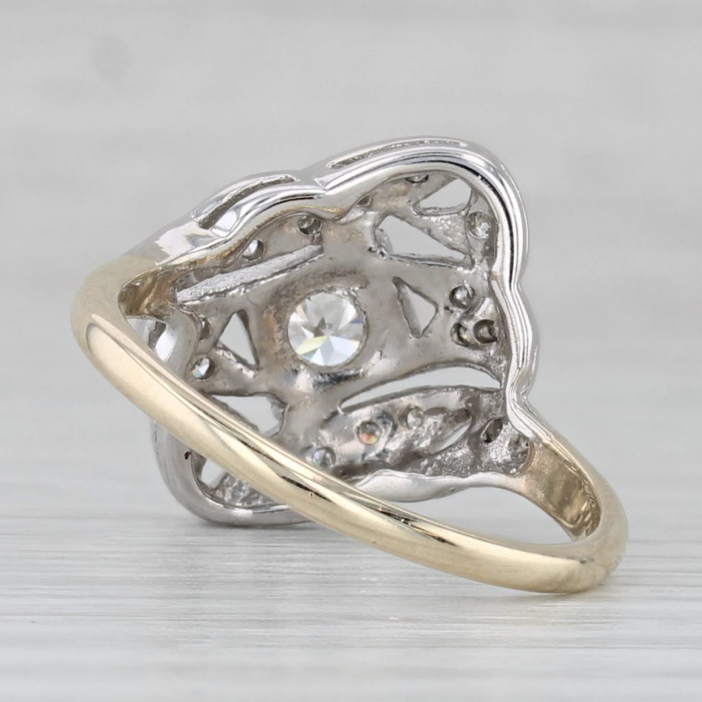 Vintage 0.24ctw Diamond Ring 14k White Yellow Gold Size 7.25