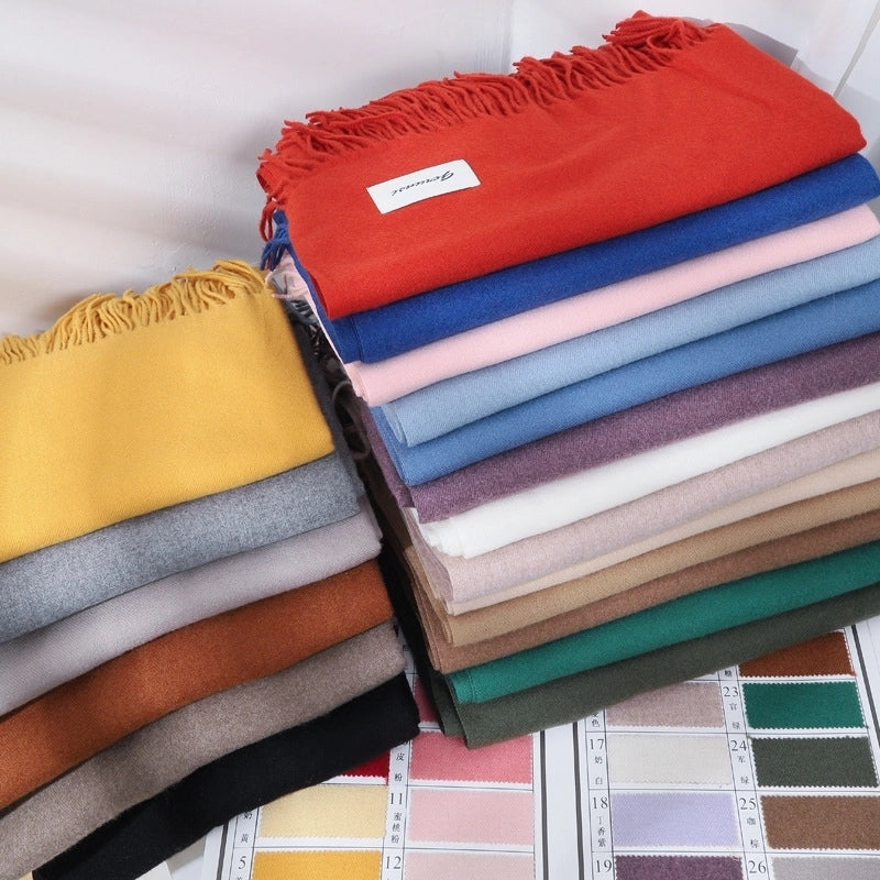 Women's Minimalist Solid Color Imitation Cashmere Tassel Scarf