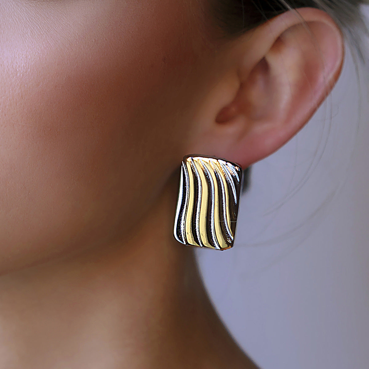 Stainless Steel Color Matching Geometric Earrings Titanium Steel Earrings