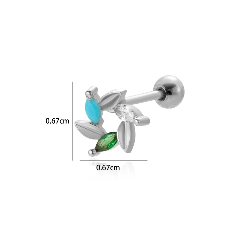 1 Piece Ear Cartilage Rings & Studs Minimalist Classic Style Heart Shape Wings Flower 316L Stainless Steel  Copper Plating Inlay Zircon