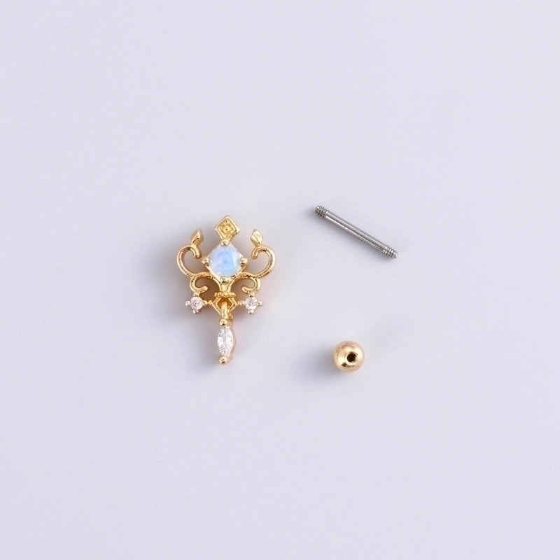 1 Piece Ear Cartilage Rings & Studs Fashion Heart Shape 316L Stainless Steel  Copper Plating Inlay Zircon