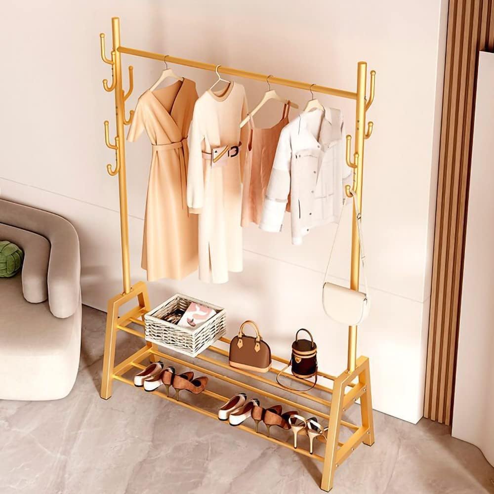 Multi-Functional Heavy Duty Bedroom Clothing Rack. Freestanding Closet Wardrobe Rack. Metal Frame