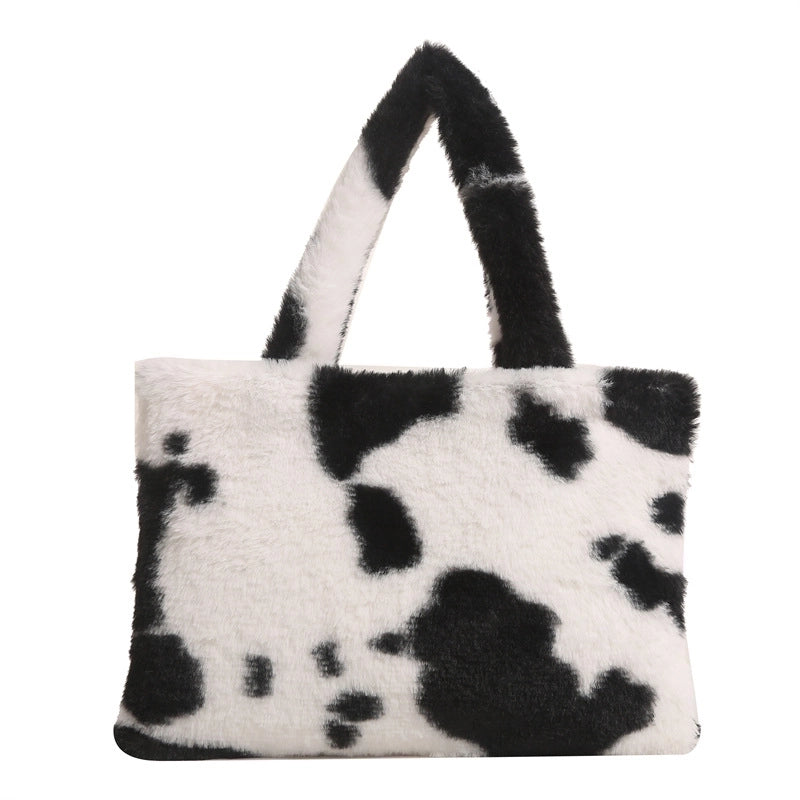 Women's Medium Plush Color Block Streetwear Square Magnetic Buckle Handbag