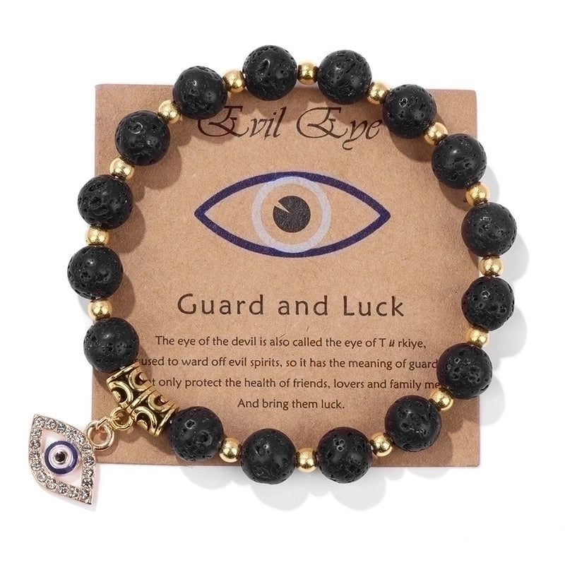 Retro Ethnic Style Devil'S Eye Alloy Natural Stone Elastic String Woven Chain Bracelets In Bulk
