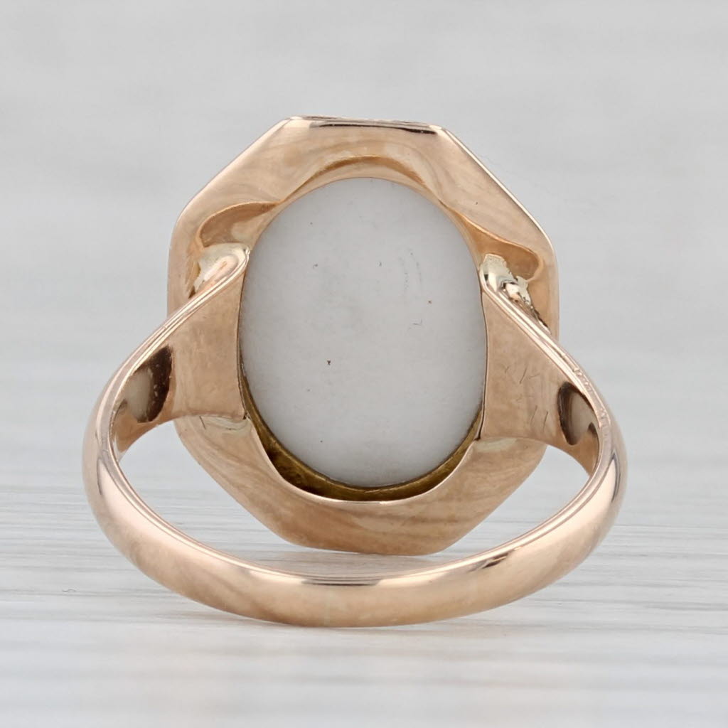 Vintage Molded Glass Cameo Ring 10k Yellow Gold Size 4.5