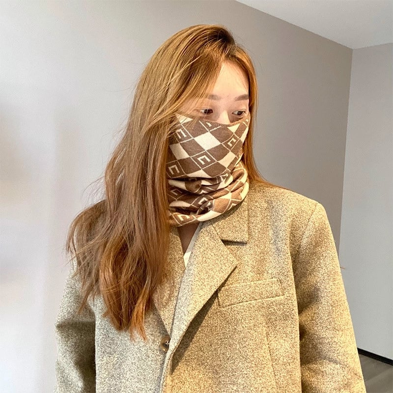 Unisex Minimalist Solid Color Polyester Crochet Lace Scarf Mask
