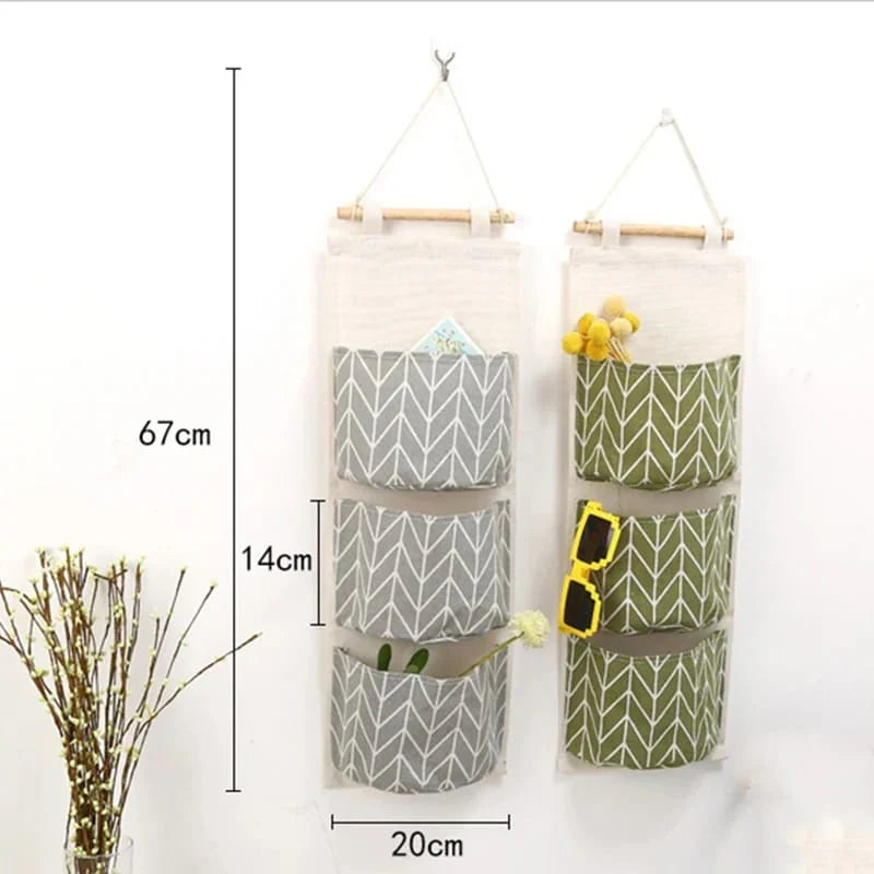 3 Pocket Hanging Storage Bag. Wall Pocket Hanging Holder