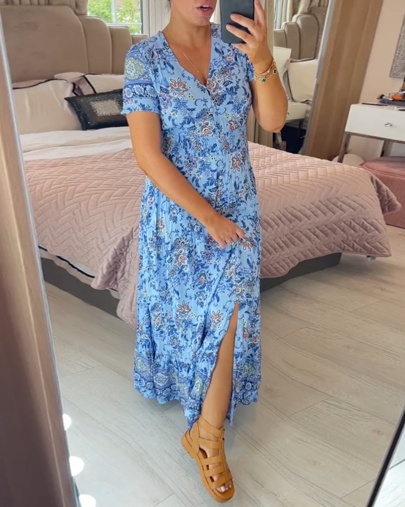 🎁LAST DAY SALE-49% OFF🎁Floral Print V-neck Dress