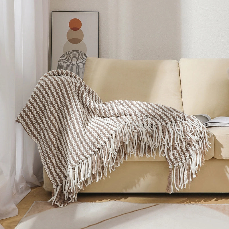 Handmade Knitted Blanket Blanket Coarse Wool Blanket Sofa Blanket Woven Blanket Chenille Blanket Nap Blanket Bean Blanket