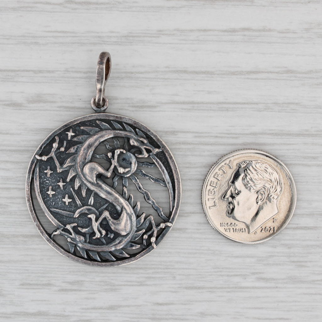 Gothic Dragon Pendant Sterling Silver Statement