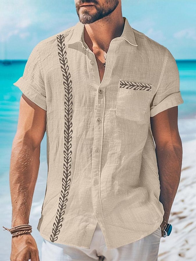 Men's Casual Hawaiian Cashew Floral Linen Shirt