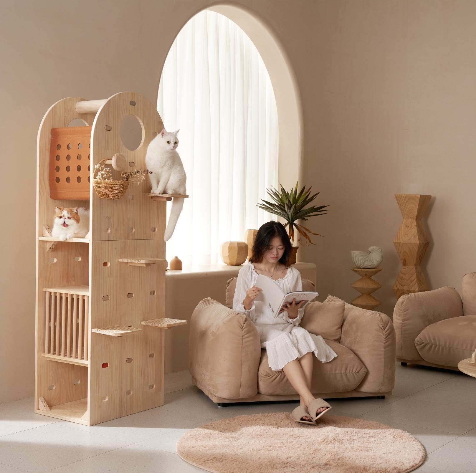 Makesure Luxury Wooden Cat Tree Cat Furniture