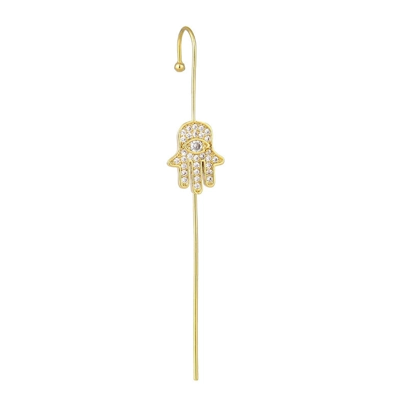 Cross-border Creative Piercing Jewelry Earrings Copper Inlaid Zircon Gold-plated Earrings Around Auricle Slash Ear Hanging
