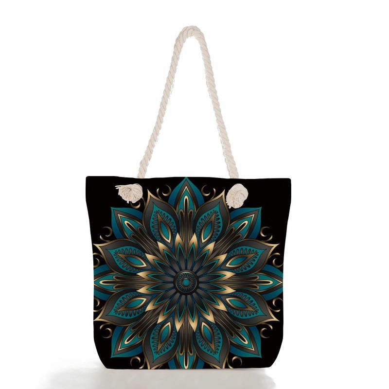 Women's Basic Flower Canvas Shopping Bags