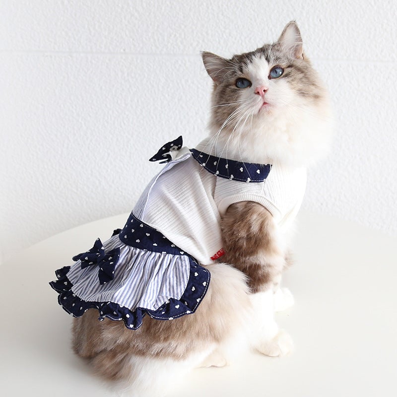 Striped Heart Printed Pet Dress&Tee