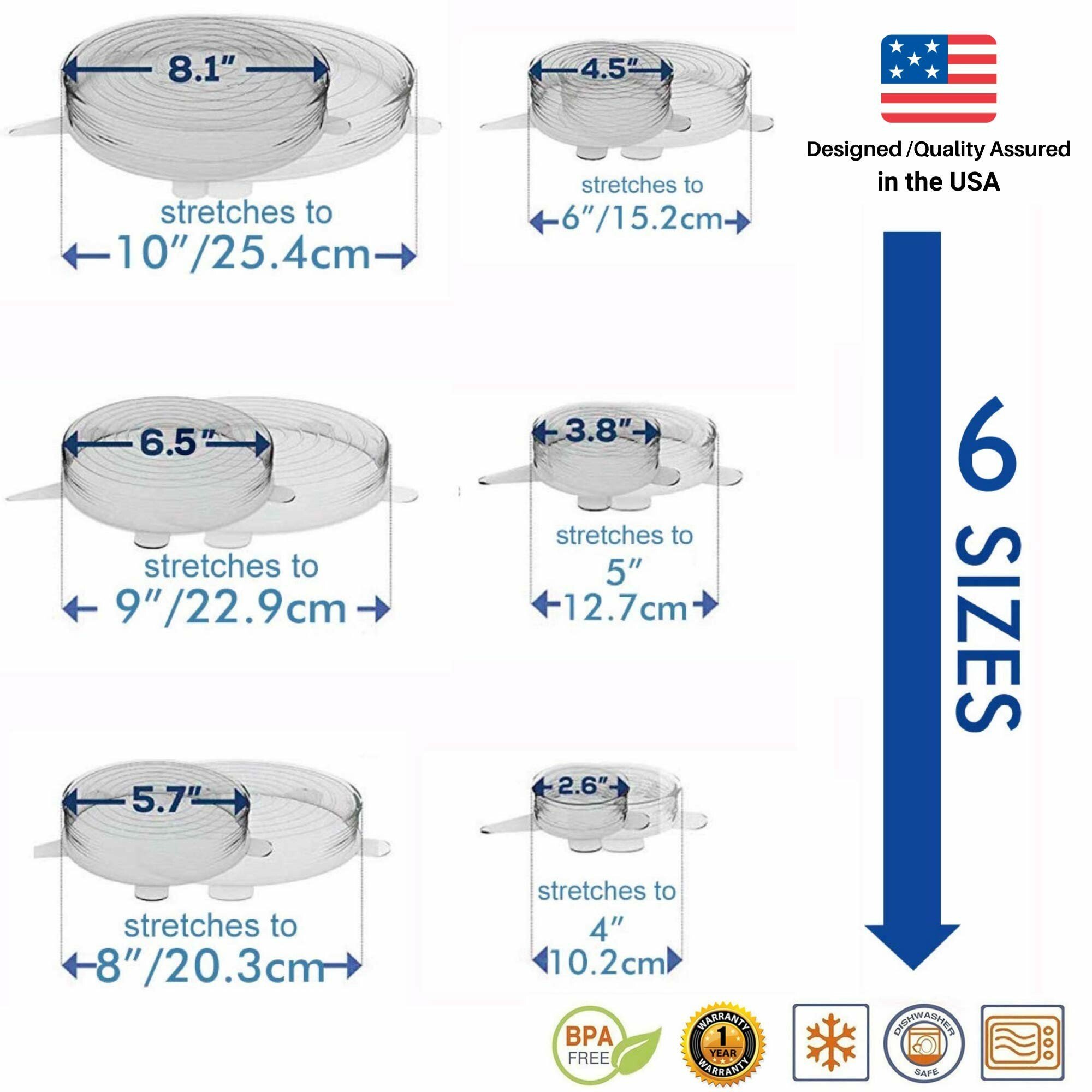 6 Reusable Food Silicone Packaging Lids