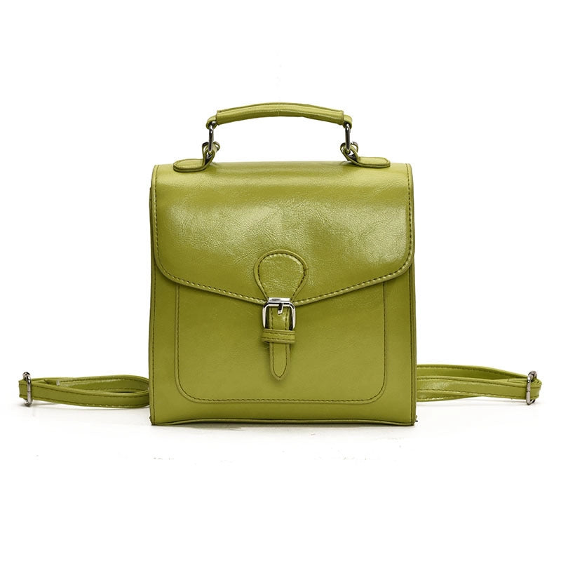Women's Pu Leather Solid Color Streetwear Sewing Thread Square Flip Cover Functional Backpack